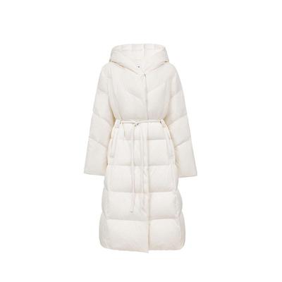 绫致ONLY2025冬季新款90白鸭绒纯色连帽宽松长款羽绒服女