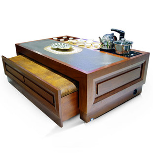 实木大理石火烧石茶几新中式简约现代泡茶桌椅凳组合板木橡木茶台