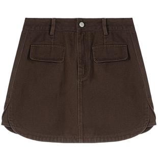 LAGOGO纯棉牛仔半身裙女拉谷谷2025秋冬新款显腿长短裙OCBB137D81