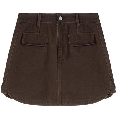 LAGOGO纯棉高腰显腿长牛仔半身裙