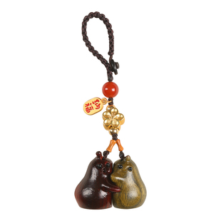 檀木永不分离钥匙扣挂件男女情侣圣诞礼物手机链吊坠可爱精致饰品