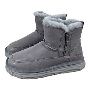 东北防水雪地靴男款2024新款冬季加绒加厚羊皮毛一体拉链棉鞋短靴