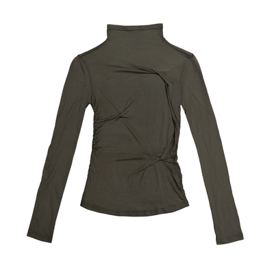 LUCENCY AW25 胸前立体纽结高领T恤长袖设计百搭通勤休闲气质上衣