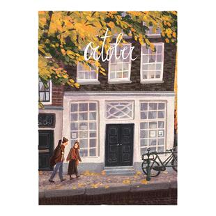 治愈绿色风景插画海报画芯装饰画清新文艺自粘油画布装饰画芯墙贴