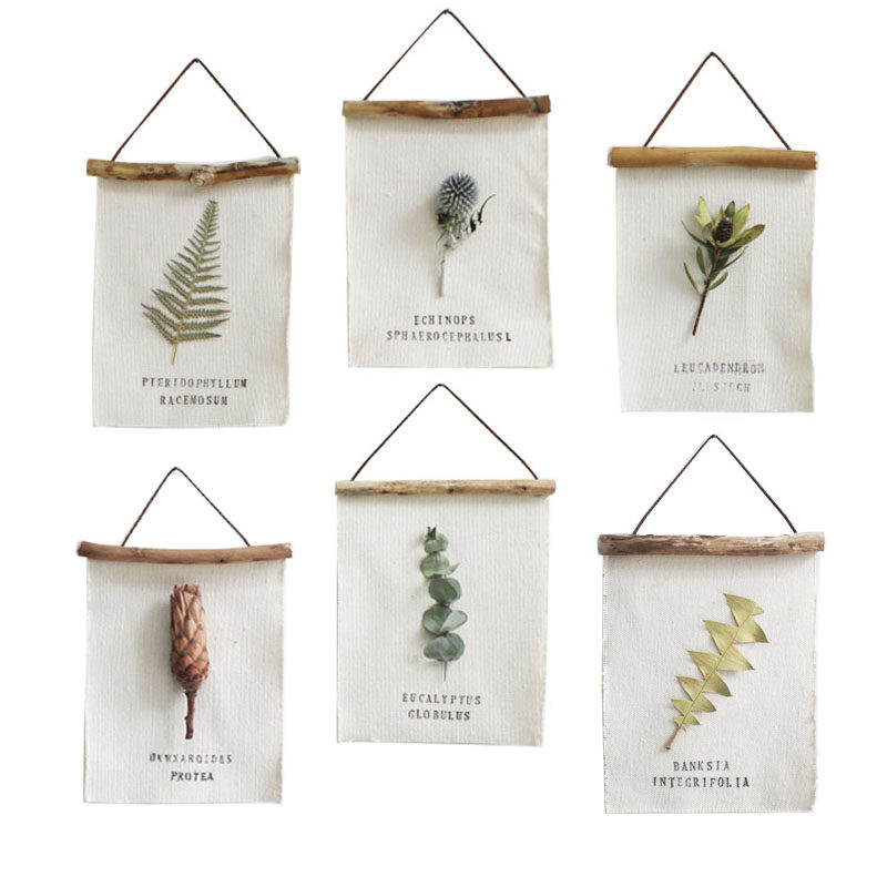 ins植物标本装饰画挂画照片墙田园复古北欧简约风格立体干花相框