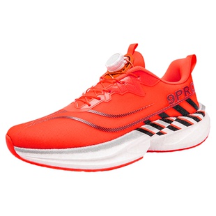 红色运动鞋秋冬季12岁男孩透气无碳板青少年大童旋转扣轻便跑步鞋