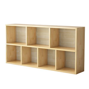 实木儿童书架桌上置物飘窗柜简约学生专用格子柜七格批发松木书柜