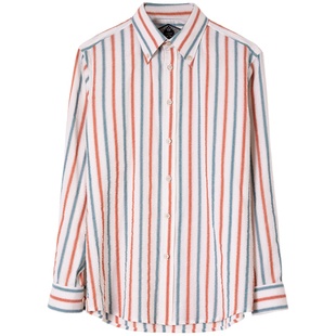 SOARIN英伦复古条纹长袖衬衫男 高级感商务正装休闲修身西装衬衣