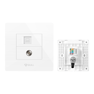 公牛有线电视电脑面板网线六类网插座有线网络二合一一体tv闭路