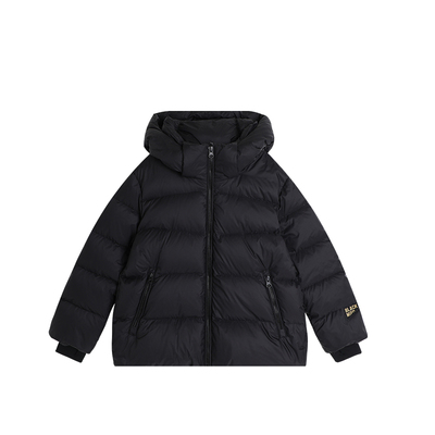 布丁哈鲁冬装女童2025冬季新款儿童长款三防黑金鹅绒羽绒服外套