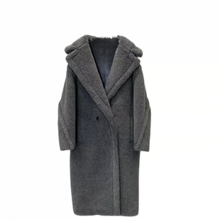 2025秋冬款 泰迪熊大衣teddy廓形中长款保暖显瘦羊驼毛皮草外套女