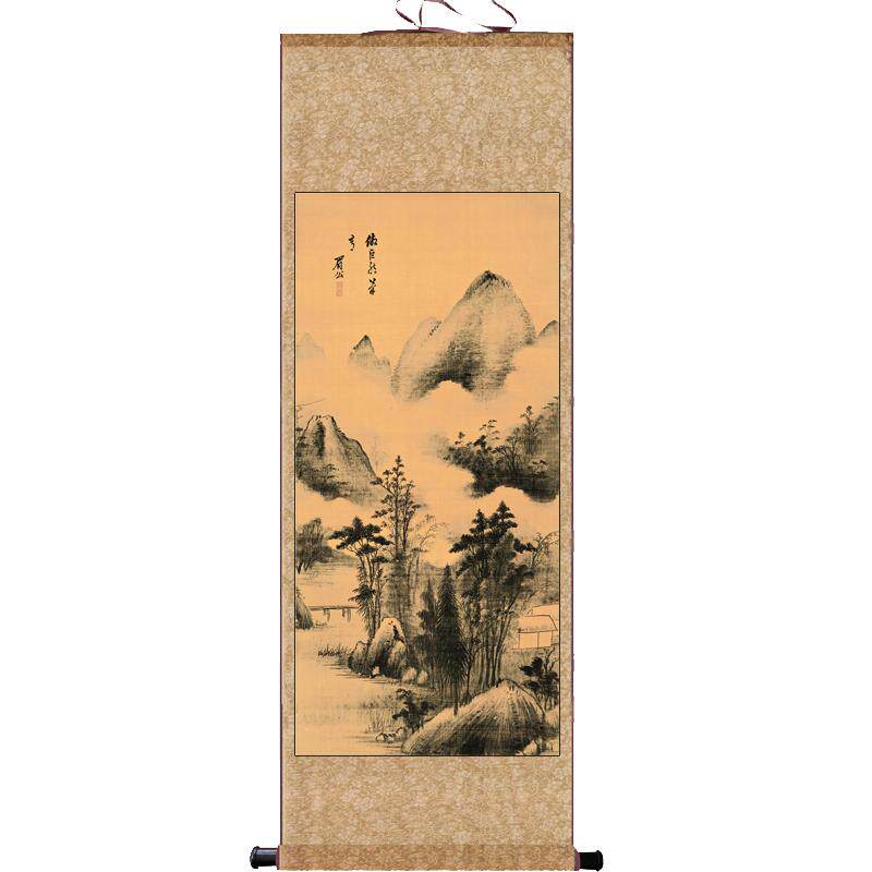 明代名家山水画高清微喷仿古画宣纸画绢画玄关客厅装饰国画新中式