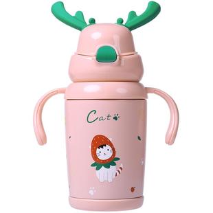 face儿童保温杯子带吸管宝宝幼儿园女可爱小学生便携316不锈钢壶