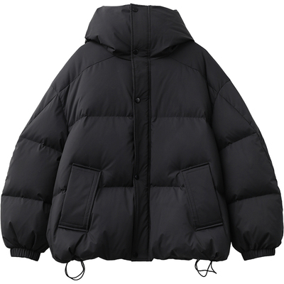 CV大码女装 冬季新款宽松连帽90白鸭绒羽绒服保暖面包服外套胖MM