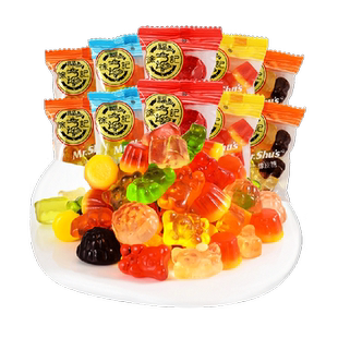 【下拉领取优惠】徐福记果汁橡皮糖软糖混合口味休闲零食