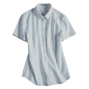 职业衬衫女春款短袖法式浅灰色衬衣设计感小众工作服工装薄款正装