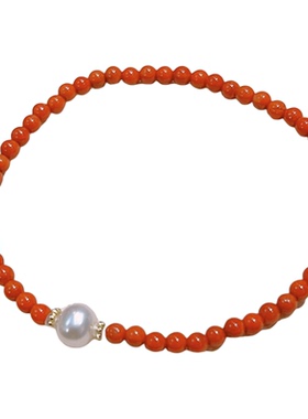 天然南红珍珠小米珠3mm手链