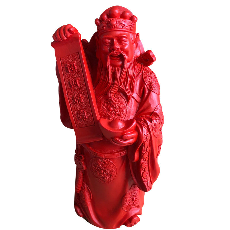 帝王红财神爷朱砂佛像店铺供奉家用请招财进宝神像供位开业摆件
