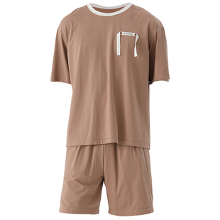 曼宅家俱乐部睡衣春夏家情侣冰瓷棉翻领清新简约家居服套装可外穿