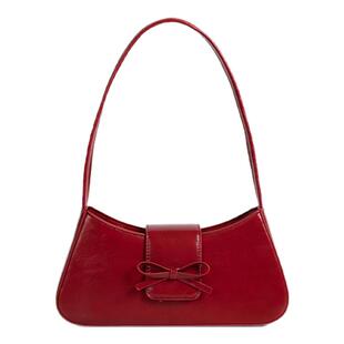 dotlyn新款韩国东大门小众设计红色法棍包质感百搭通勤单肩腋下包