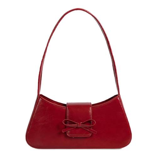 dotlyn新款韩国东大门小众设计红色法棍包质感百搭通勤单肩腋下包