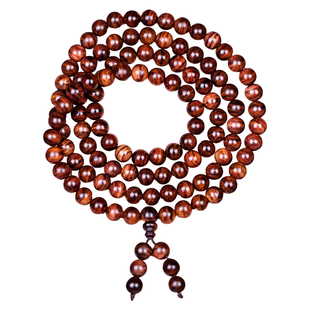 正宗海南黄花梨手链108颗佛珠糠梨老料虎皮纹项链毛衣链手串念珠