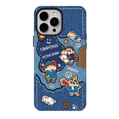 复古牛仔小新适用苹果17promax手机壳iphone16pro菲林磁吸支架个性华为P80小米15小众vivo防摔保护壳oppo卡通