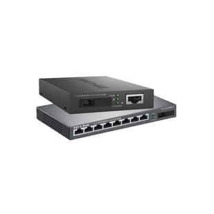 普联TP-LINK TL-FC311A-3+TL-FC318B-3一对套装全千兆1光8电光纤收发器单模单纤SC光电转换器网络监控交换机