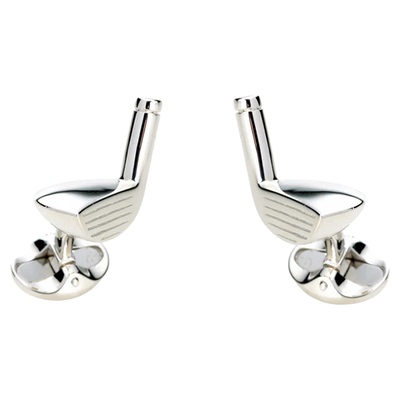英国高尔夫球包纯银袖扣胸针