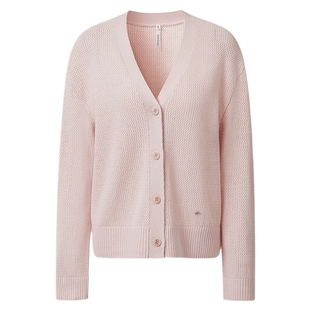 VGRASS维格娜丝女装春季新款100%绵羊毛V领木槿粉色针织开衫