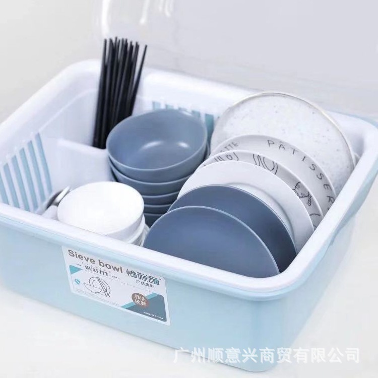 大号厨房沥水碗架收纳碗柜盖碗筷餐具防尘带收纳收纳盒箱家用碗碟