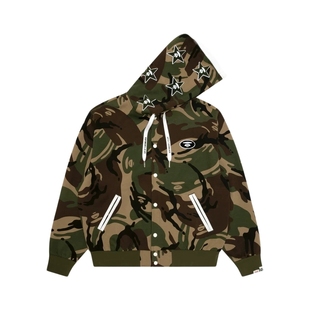 Aape旗舰店男装春夏星星猿人迷彩连帽摁扣棒球服卫衣外套D361XAQ