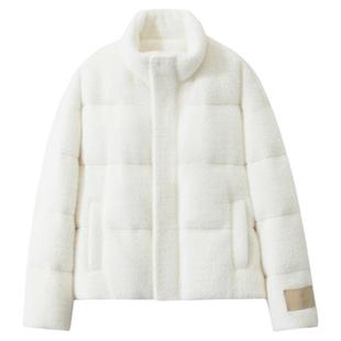 Amii时尚立领仿皮草鸭绒羽绒服女冬2024新款宽松短款短毛绒感外套