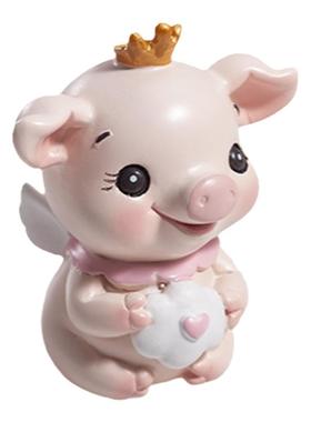 皇冠荷包爱心猪小妞摆件创意车载蛋糕展台装饰品送女朋友日礼物