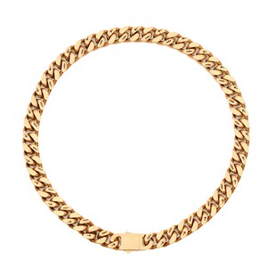 18K金色拉丝磨砂古巴链嘻哈男女刻字立体切割高品质中国说唱项链