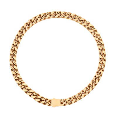 钛钢古巴链金色中国说唱项链