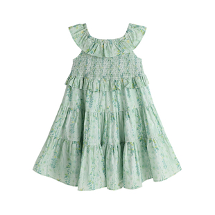 布丁哈鲁童装夏装女童洋气纯棉长裙2026夏季新款儿童碎花连衣裙