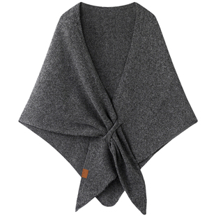 韩系羊毛三角披肩女外搭秋冬款保暖围巾高级感软糯针织斗篷大披风
