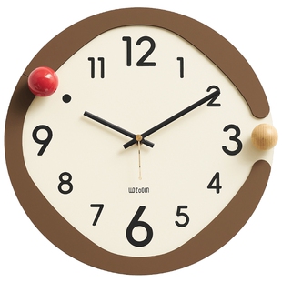 WOZOOM屋准免打孔钟表挂钟客厅2026新款家用创意中古风时钟挂墙