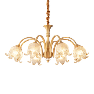 法式吊灯客厅灯美式轻奢卧室餐厅全铜水晶灯中古别墅大厅复古灯具