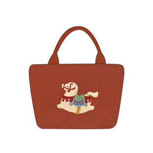 尼睿马年新款红色手拎包复古萌趣日常通勤百搭大容量帆布包女Q340