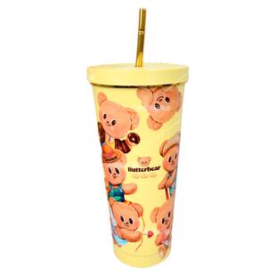 可爱小熊吸管水杯保温杯304不锈钢咖啡杯大容量冰霸杯保冷汽车杯