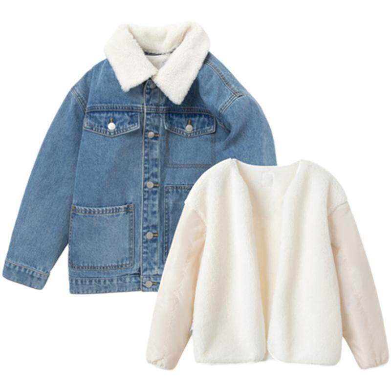 巴拉巴拉女童牛仔外套洋气棉服厚