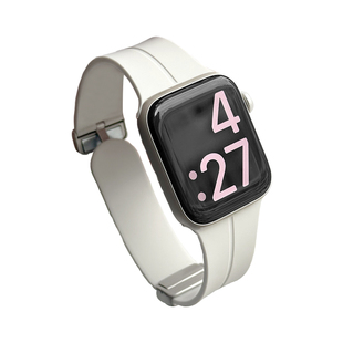 CLOUDHIS磁吸硅胶适用苹果iwatch9表带applewatch8表带s7/6/se/5代高级感45/41运动男40mm44女9折叠方扣ultra