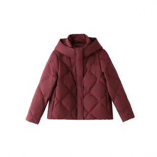 杭州大牌2025冬新款90白鸭绒加厚短款羽绒服女小个子连帽时髦洋气