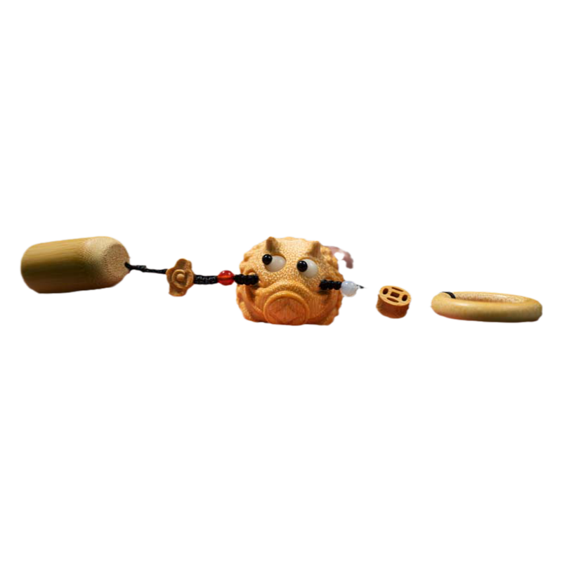 竹雕金蟾实心竹蛤蟆手把件竹子把玩件竹根雕蟾蜍文玩根雕三足金蟾