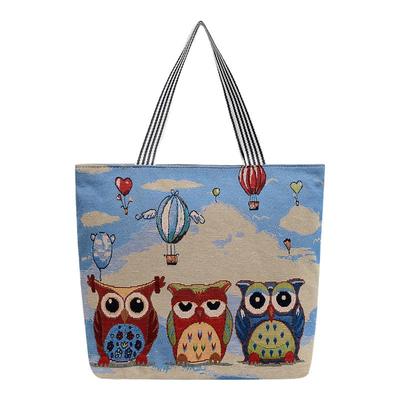 大容量包包女生通勤外出帆布包卡通文艺宝爸妈带娃收纳包带拉链