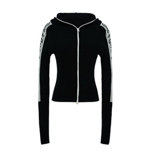 LINC金羽杰专柜正品潮酷动感提花短连帽毛织开衫S223SW693