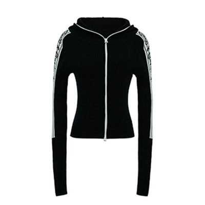 金羽杰超酷动感提花连帽毛织开衫