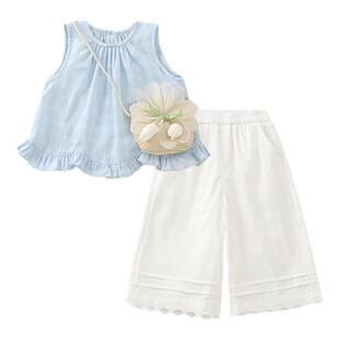 女童套装夏装2026新款洋气小公主儿童薄款宝宝夏季背心裤子两件套